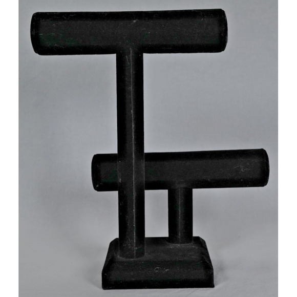 2 Tier Velvet T-Bar Jewelry Stand Display Jewelry Organizer Bracelet Holder - Picture 4 of 6